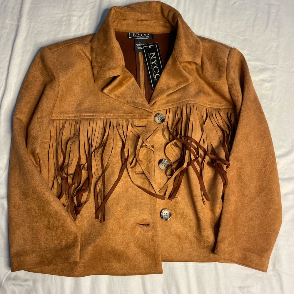 NYCC Tan Suede Fringe Jacket Women’s Medium NWT